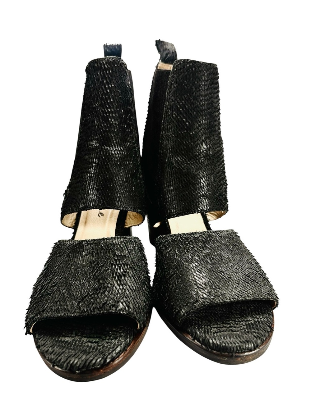 Matisse "Smith" Black Leather Peep Toe Heeled Bootie Size 8.5 - Picture 2 of 8